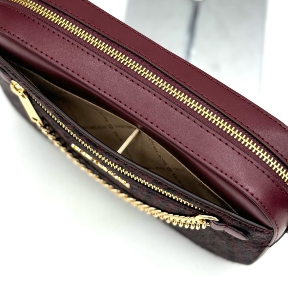 Michael Kors Large Jet Set Item EW Chain Xbody Crossbody Bag Ox Blood Multi - Picture 8 of 12